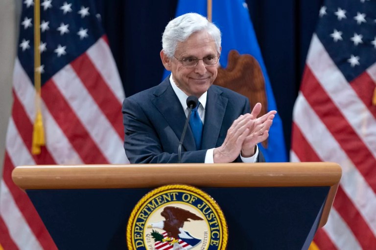 Attorney General Merrick Garland speaks to the U.S. Attorneys who have gathered for their annual conference at the Department of Justice headquarters in Washington, Thursday, Sept. 12, 2024. (AP Photo/Jose Luis Magana)