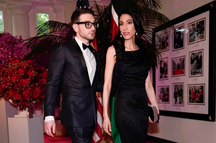 Alex Soros and Huma Abedin arrive at the Booksellers area of the White House for the State Dinner hosted by President Joe Biden and first lady Jill Biden for Kenya's President William Ruto and Kenya's first lady Rachel Ruto, Thursday, May 23, 2024, in Washington.