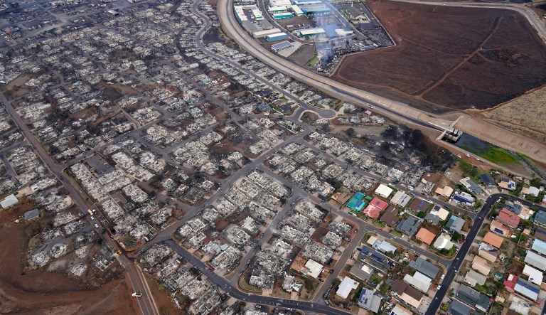 Wildfire wreckage is seen in Lahaina, Hawaii on Aug. 10, 2023.