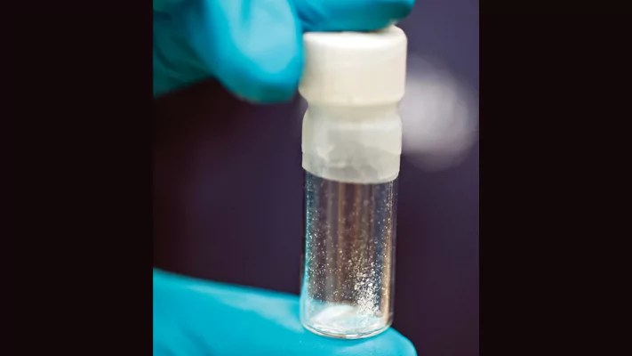 A vial of fentanyl is shown at the Drug Enforcement Administration lab in Sterling, Virginia, as the Biden administration announced sanctions against several Chinese nationals and companies for the deadly drug’s production and illegal distribution, Aug. 9, 2016.