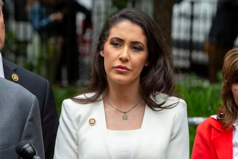 Rep. Anna Paulina Luna (R-FL) speaks outside the hush money criminal case of former President Donald Trump, Thursday, May 16, 2024, in New York.