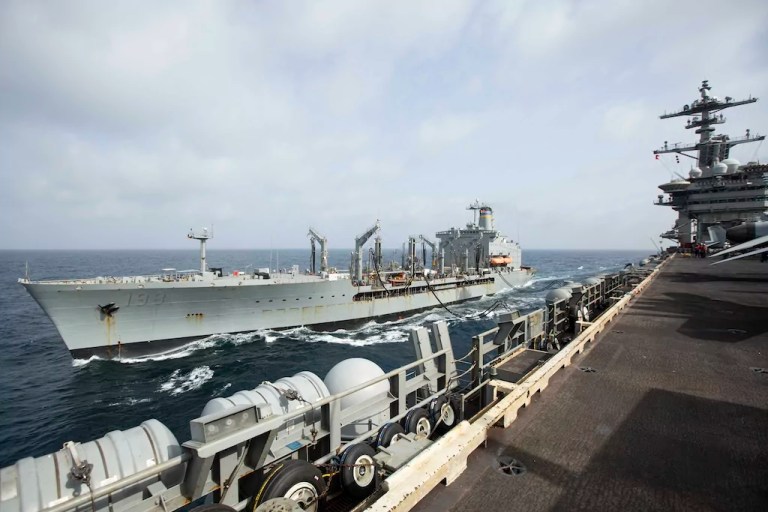 Navy replenishment ship damaged in Middle East