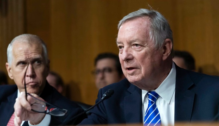 Senate Judiciary Committee Chairman Dick Durbin (D-IL) speaks during a hearing on combating the rise of illegal electronic cigarettes on Capitol Hill, Wednesday, June 12, 2024,