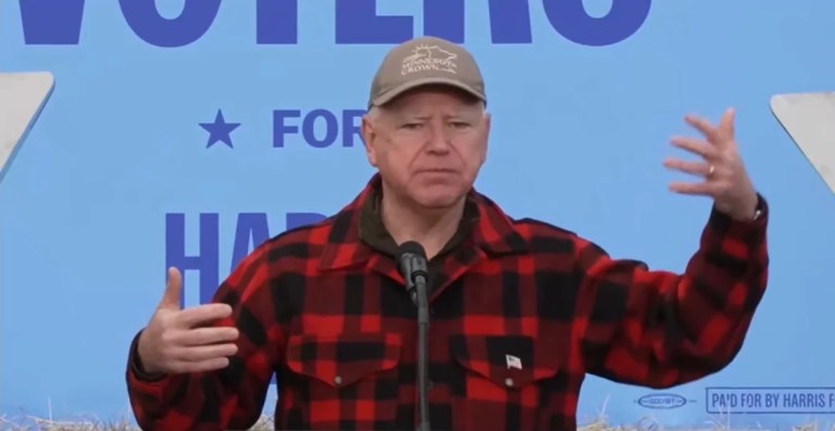 Gov. Tim Walz (D-MN) speaks at a farm owned by a former Democratic candidate for Congress in Amish country on Tuesday as he kicked off his western Pennsylvania tour.