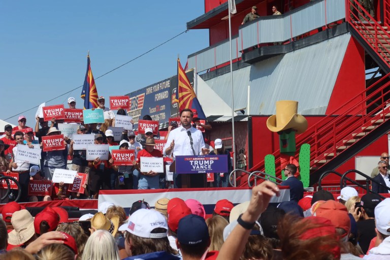 Trump and Vance show Harris’s ‘The View’ appearance at rallies: ‘Not the candidate of change’