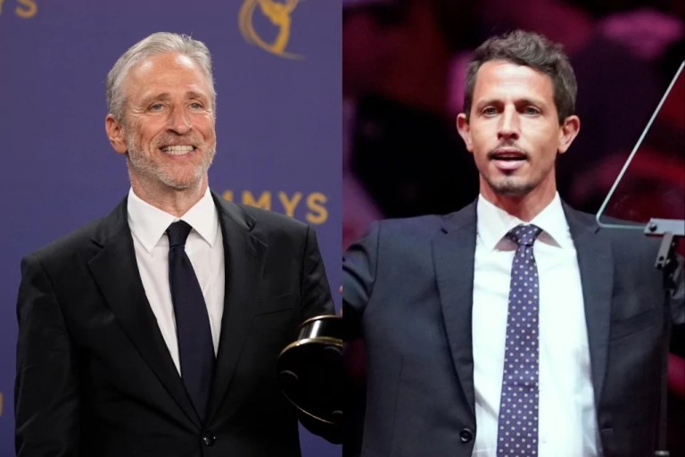 Jon Stewart defends Tony Hinchcliffe’s Trump rally jokes