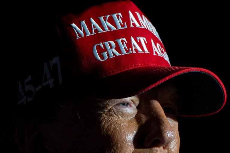Republican presidential nominee former President Donald Trump speaks at a campaign rally at the Calhoun Ranch, Saturday, Oct. 12, 2024, in Coachella, Calif. (AP Photo/Alex Brandon)