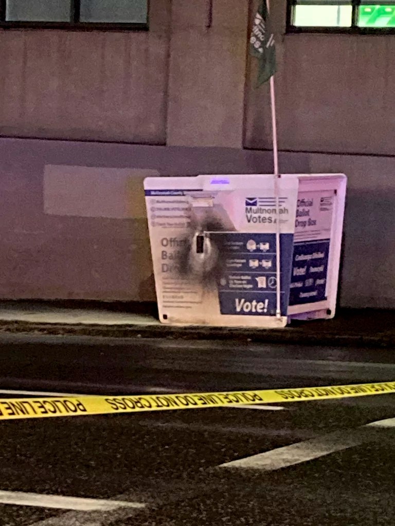 Ballot box fires in Oregon and Washington are connected, police say