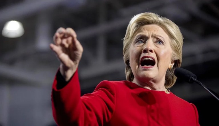 Hillary Clinton speaks at a rally.