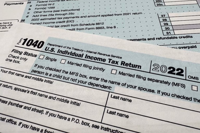 The Internal Revenue Service 1040 tax form for 2022 is seen on April 17, 2023.