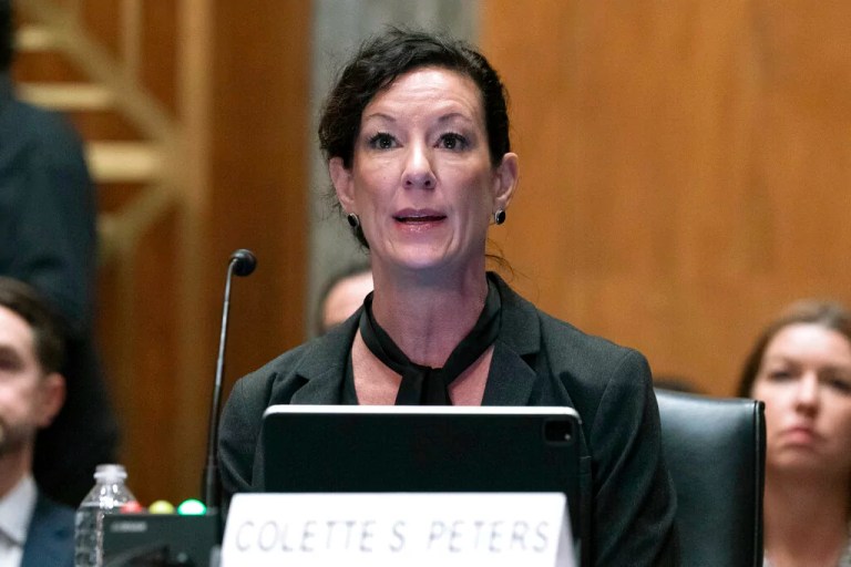 Director Federal Bureau of Prisons Colette S. Peters testifies during the hearing of Senate Homeland Security and Governmental Affairs Subcommittee on Investigations, on Sexual Abuse of Female Inmates in Federal Prisons, on Capitol Hill in Washington, Tuesday, Dec. 13, 2022. ( AP Photo/Jose Luis Magana)