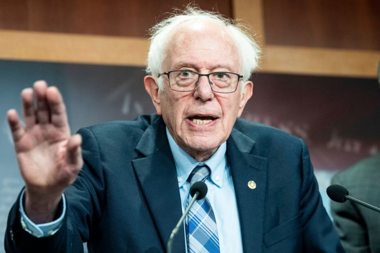 Sen. Bernie Sanders (I-VT) speaks at a press conference at the Capitol in Washington, D.C.
