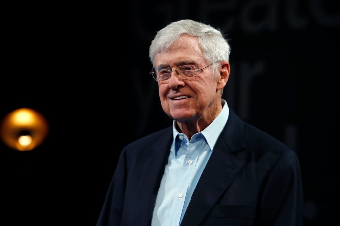 In this Saturday, June 29, 2019, file photograph, Charles Koch, chief executive officer of Koch Industries, is shown at The Broadmoor Resort in Colorado Springs, Colo. (AP Photo/David Zalubowski)