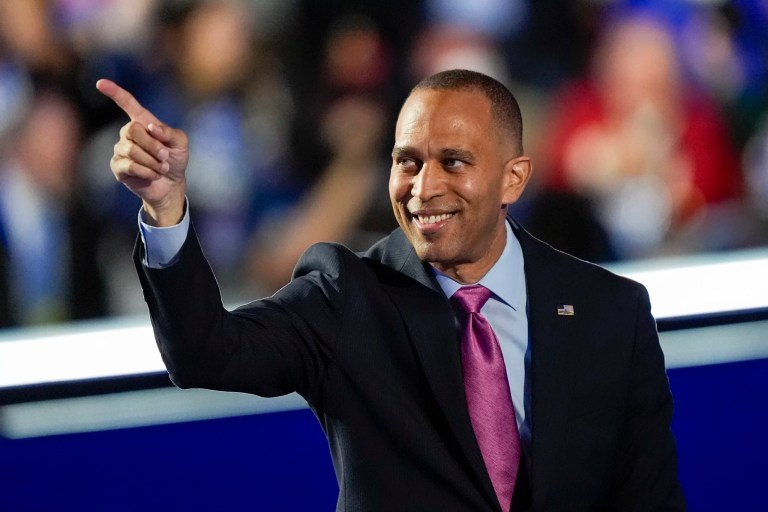 Rep. Hakeem Jeffries (D-NY) during the Democratic National Convention, Aug. 21, 2024, in Chicago.