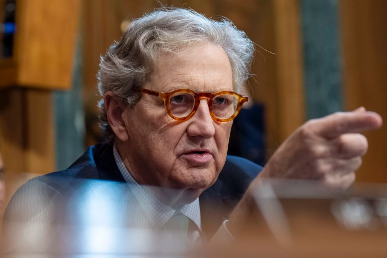 Sen. John Kennedy (R-LA) speaks during a Senate Judiciary Committee hearing on credit card fees, Tuesday, Nov. 19, 2024, on Capitol Hill in Washington.