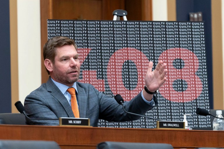 Rep. Eric Swalwell (D-CA) speaks during the House Judiciary Committee hearing on the Manhattan District Attorney's Office on Capitol Hill, Thursday, June 13, 2024, in Washington.