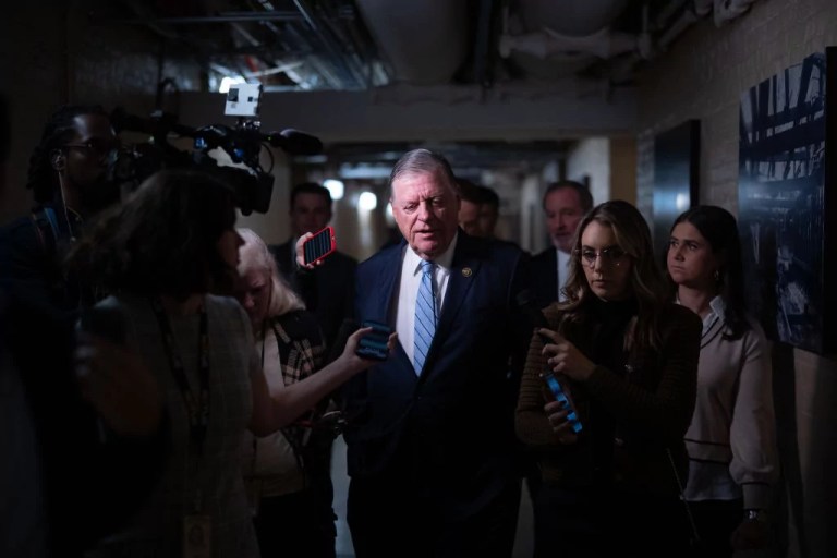 Rep. Tom Cole (R-OK) speaks to reporters as he leaves a House Republican Caucus meeting on Capitol Hill on November 19, 2024 in Washington, D.C. (Andrew Harnik/Getty Images)