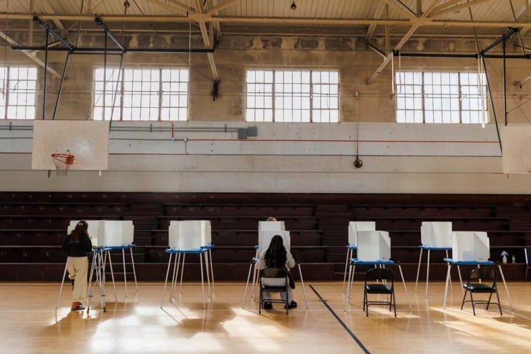 Voters cast their ballots at the Child Education Center on Election Day, Tuesday, Nov. 5, 2024.