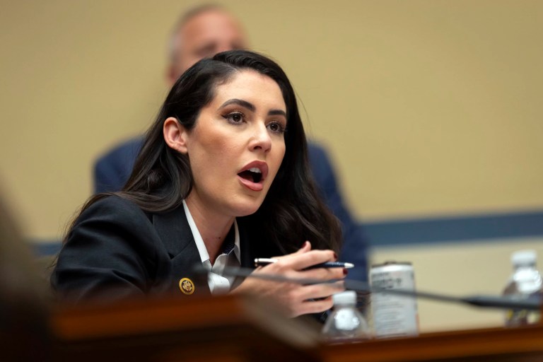 Rep. Anna Paulina Luna (R-FL) addresses Federal Emergency Management Agency Administrator Deanne Criswell as she testifies in front a House Committee on Oversight and Accountability hearing on oversight of FEMA on Capitol Hill in Washington, Tuesday, Nov. 19, 2024.