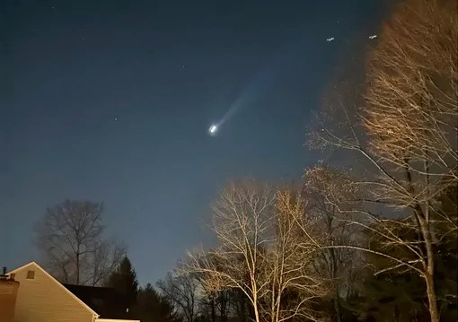 FILE - This photo provided by Brian Glenn shows what appears to be multiple drones flying over Bernardsville, N.J., on Thursday, Dec. 5, 2024.