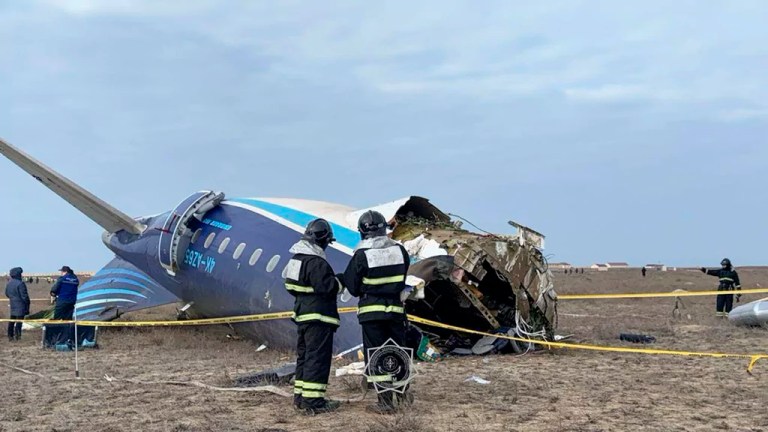 Dozens dead after Azerbaijan plane crash near Russian border