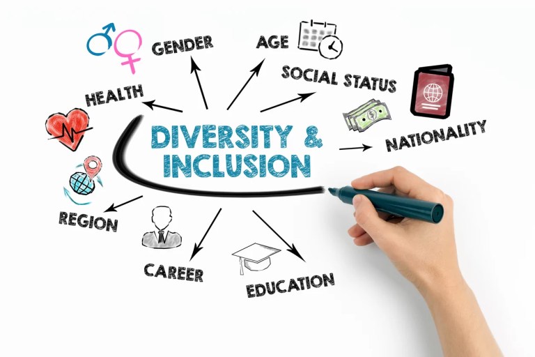 A graphic depicting the different aspects of Diversity and Inclusion ideology.