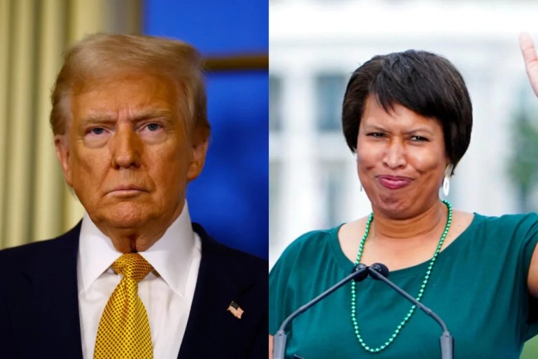 President Donald Trump, left, and D.C. Mayor Muriel Bowser.