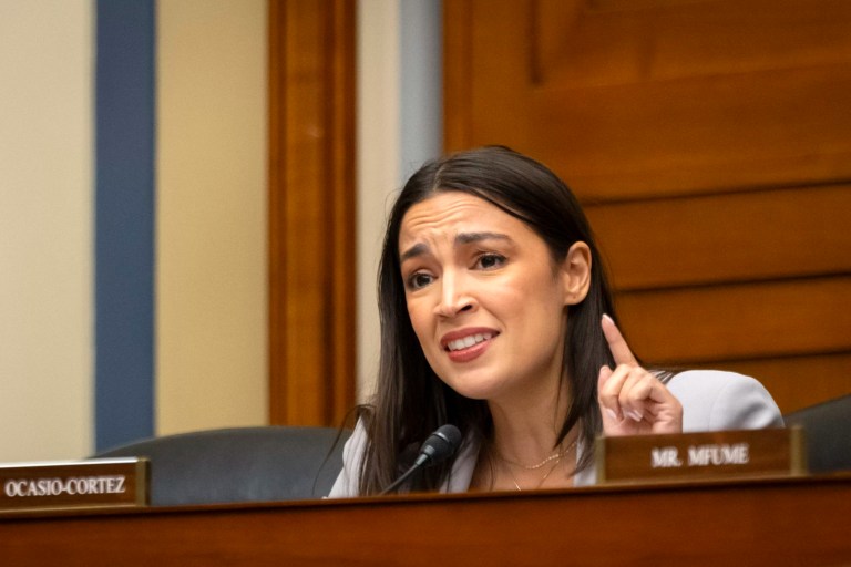 Rep. Alexandria Ocasio-Cortez (D-NY) addresses Administrator of the Federal Emergency Management Agency Deanne Criswell as she testifies in front a House Committee on Oversight and Accountability hearing on oversight of FEMA, on Capitol Hill in Washington, D.C., Tuesday, Nov. 19, 2024.