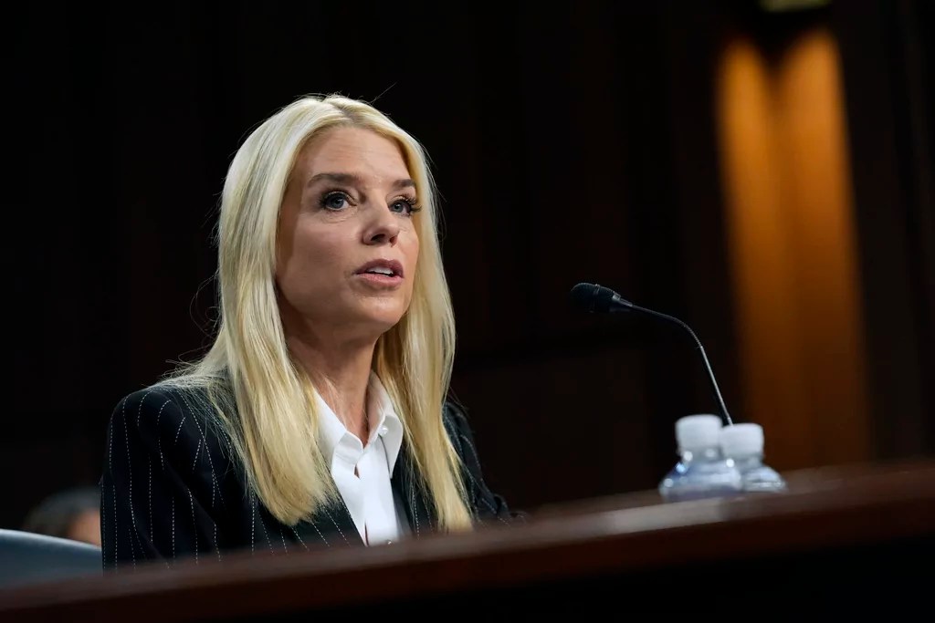 Attorney General Pam Bondi appears before the Senate Judiciary Committee for her confirmation hearing at the Capitol in Washington, Wednesday, Jan. 15, 2025.