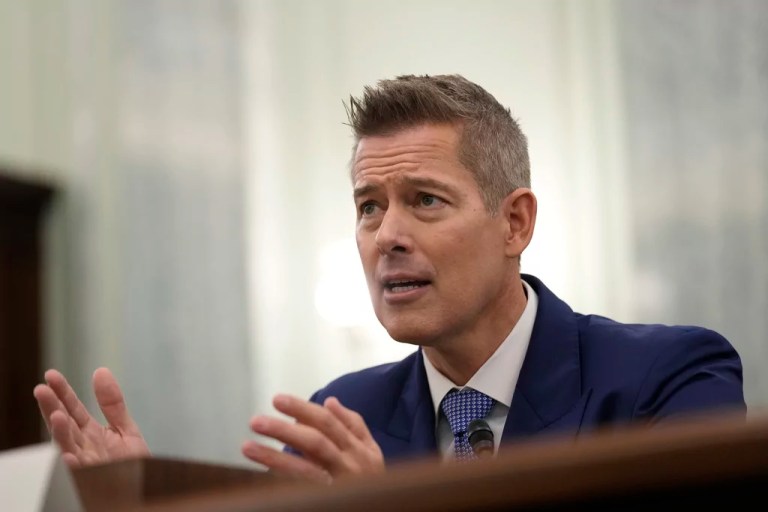 Former Wisconsin Rep. Sean Duffy, R-Wis., testifies before the Senate Commerce, Science, and Transportation Committee on Capitol Hill in Washington, Wednesday, Jan. 15, 2025, for his nomination to be Transportation Secretary.