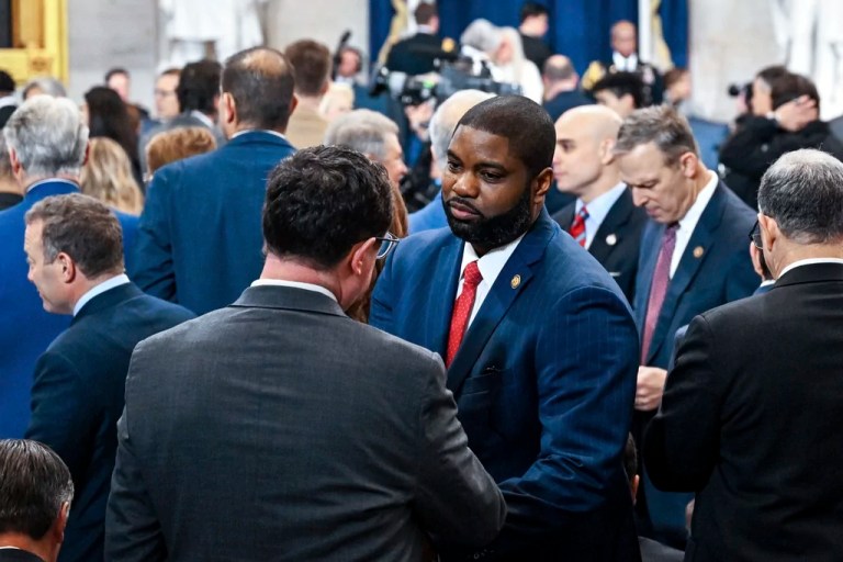 Rep. Byron Donalds, R-Fla., arrives before the 60th Presidential Inauguration in the Rotunda of the U.S. Capitol in Washington, Monday, Jan. 20, 2025.