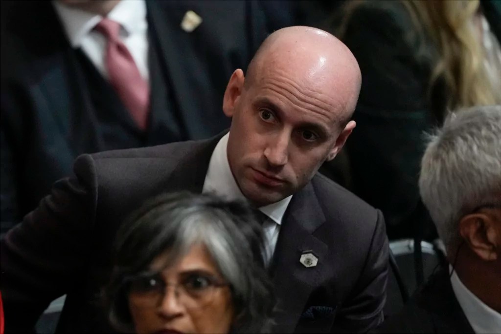Stephen Miller arrives before the 60th Presidential Inauguration in the Rotunda of the U.S. Capitol in Washington, Monday, Jan. 20, 2025.