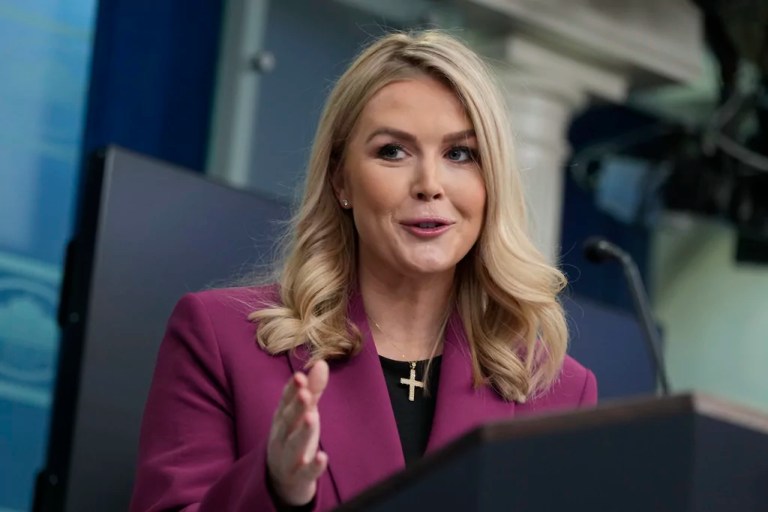 White House press secretary Karoline Leavitt speaks at the daily briefing at the White House in Washington Tuesday, Jan. 28, 2025.