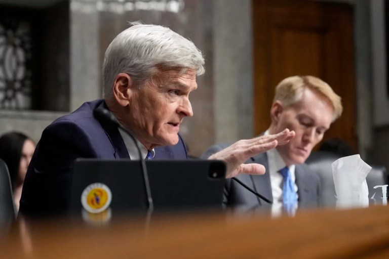 Sen. Bill Cassidy (R-LA) questions Robert F. Kennedy Jr., President Donald Trump's choice to be Secretary of Health and Human Services, as he appears before the Senate Finance Committee for his confirmation hearing, at the Capitol in Washington, Wednesday, Jan. 29, 2025. 