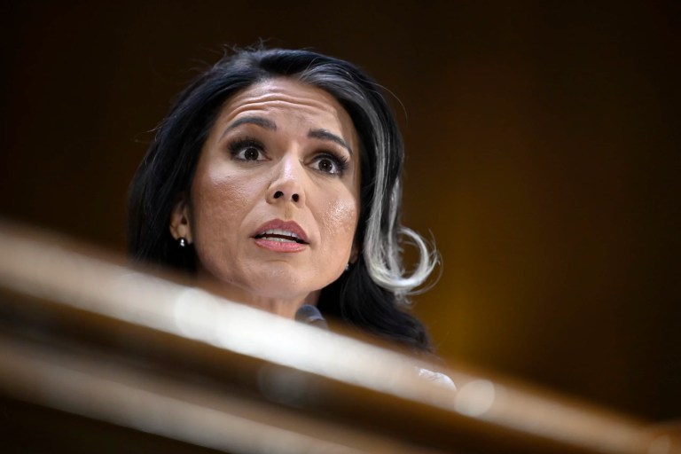 Former Rep. Tulsi Gabbard, President Donald Trump's choice to be the Director of National Intelligence, appears before the Senate Intelligence Committee for her confirmation hearing at the U.S. Capitol, Thursday, Jan. 30, 2025, in Washington.