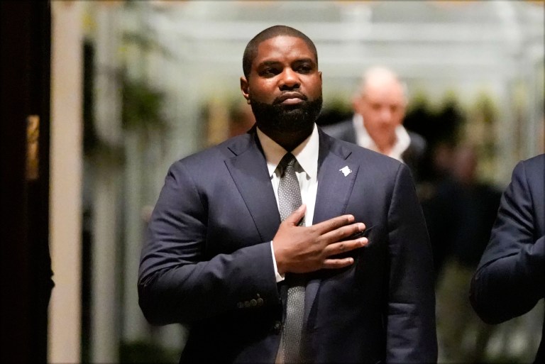 Rep. Byron Donalds (R-FL) arrives before President Donald Trump speaks during an America First Policy Institute gala at his Mar-a-Lago estate, Thursday, Nov. 14, 2024, in Palm Beach, Florida.