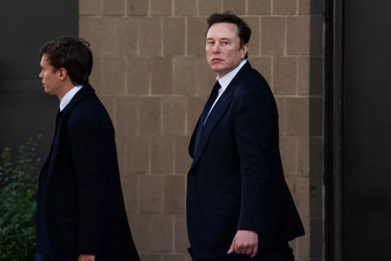 Elon Musk departs the Hyatt Regency Capitol Hill where President Donald Trump spoke to House Republicans on Nov. 13, 2024 in Washington, D.C.