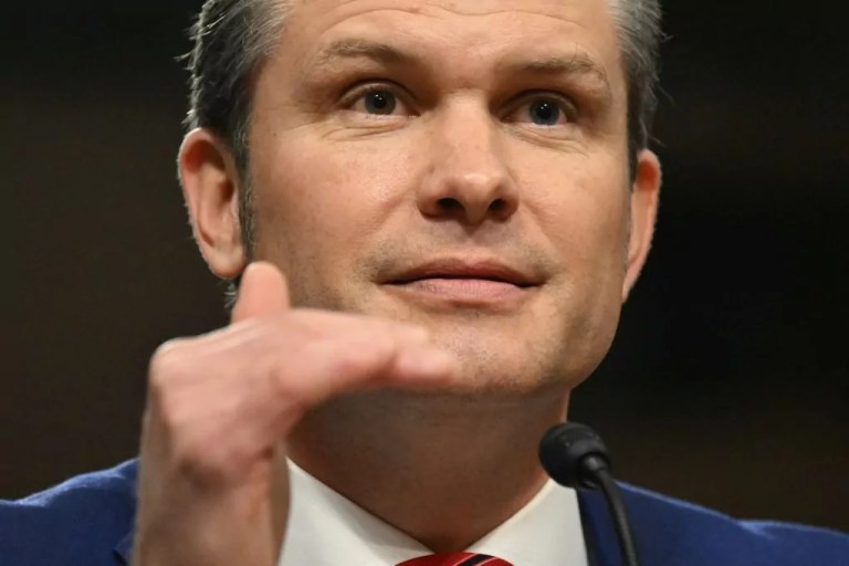 Defense Secretary Pete Hegseth testifies during his confirmation hearing before the Senate Armed Services Committee on Capitol Hill on January 14, 2025 in Washington.