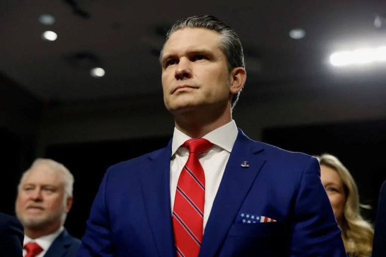 President-elect Donald Trump's nominee for defense secretary, Pete Hegseth, arrives for his Senate Armed Services confirmation hearing on Capitol Hill, Jan. 14, 2025, in Washington, D.C.