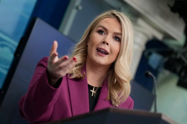 White House press secretary Karoline Leavitt speaks at the daily briefing at the White House in Washington, Tuesday, Jan. 28, 2025.