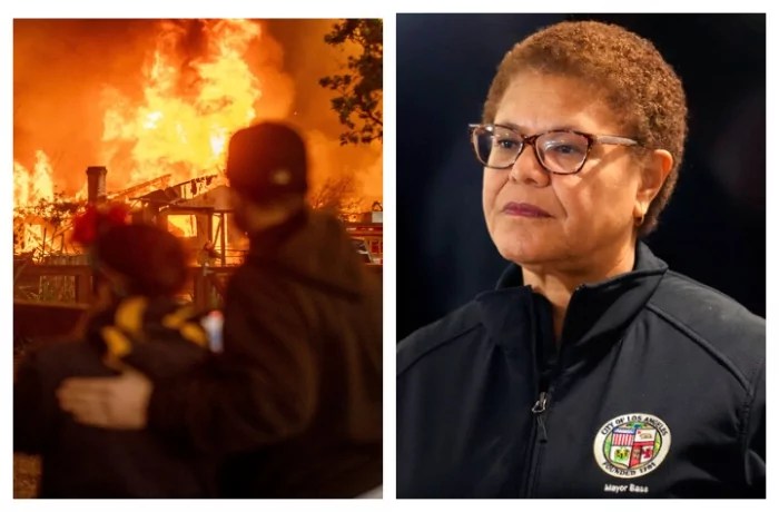 California wildfires and Los Angeles Mayor Karen Bass.
