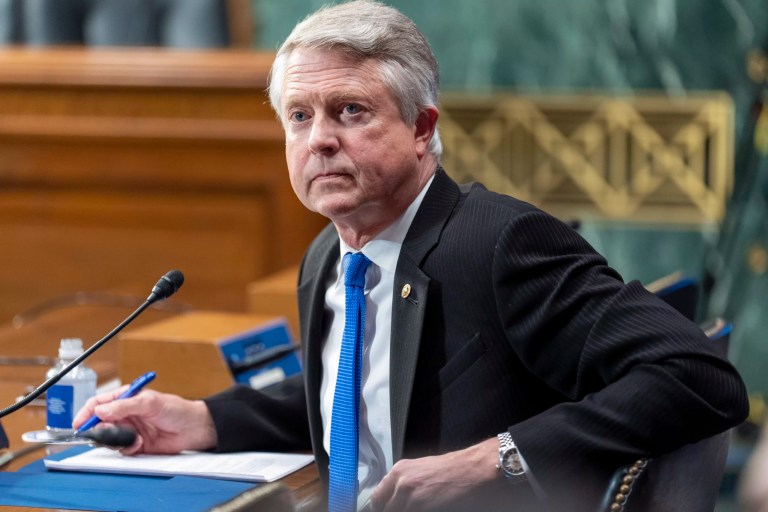 Sen. Roger Marshall (R-KS) testifies before a Senate Judiciary Committee hearing, Tuesday, Nov. 19, 2024, on Capitol Hill in Washington.