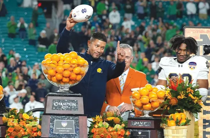 Marcus Freeman becomes first Asian American to coach a college football championship game