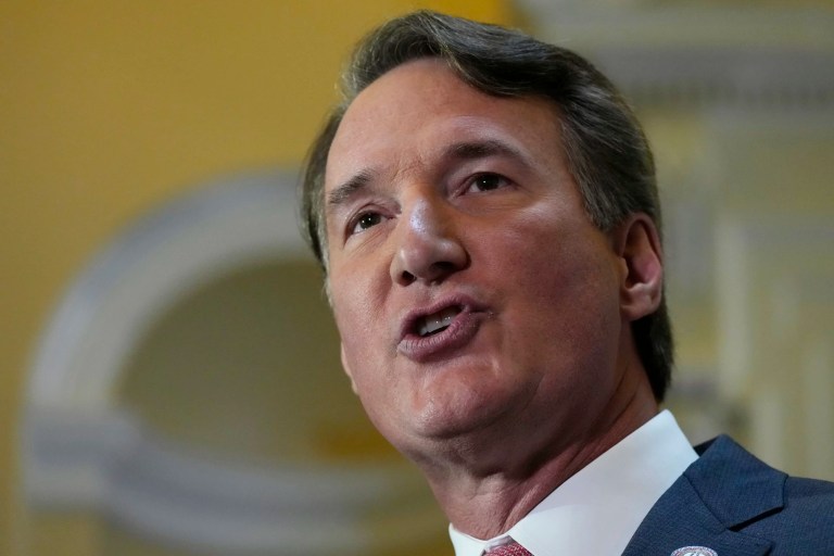 Gov. Glenn Youngkin (R-VA) speaks to the media after delivering his annual State of the Commonwealth address at the Capitol, Monday Jan. 13, 2025, in Richmond.