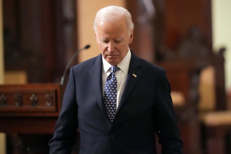 President Joe Biden walks after speaking during an interfaith prayer service for the victims of the deadly New Years truck attack at St. Louis Cathedral in New Orleans, Monday, Jan. 6, 2025.