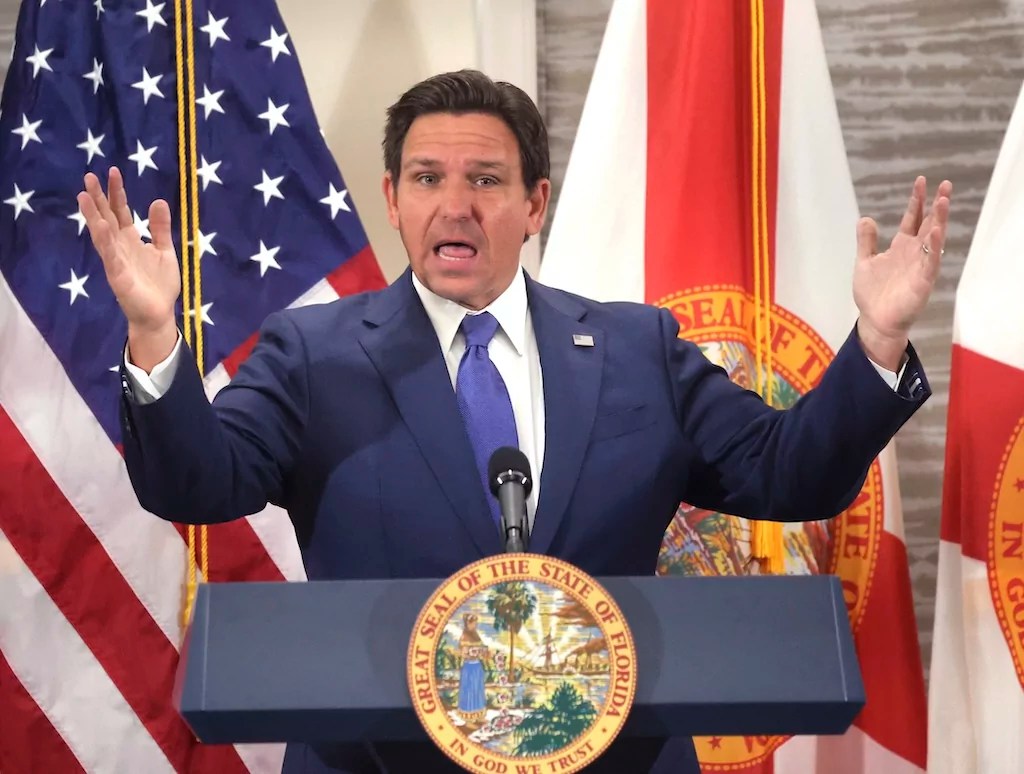 Governor Ron DeSantis delivers remarks after announcing the appointment of Florida Attorney General Ashley Moody as U.S. senator to replace Marco Rubio, during a news conference in Orlando, Fla., Thursday, Jan. 16, 2025. 