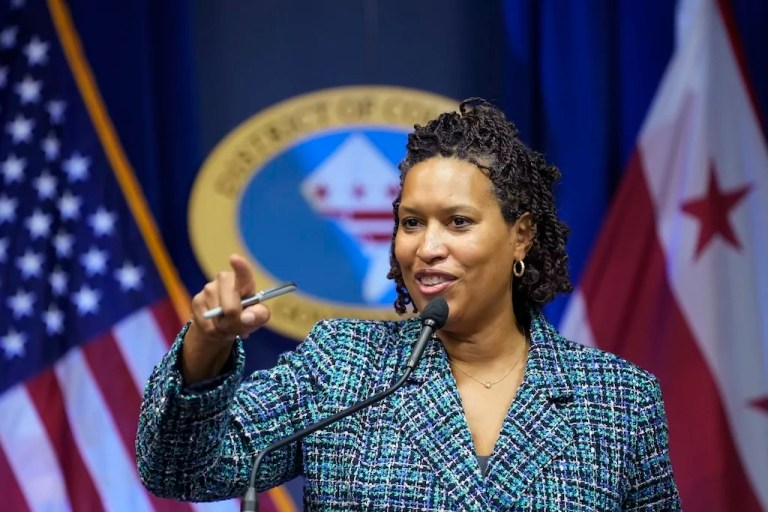 District of Columbia Mayor Muriel Bowser takes questions during a news conference in Washington, Wednesday, Dec. 13, 2023, to talk about the possibility of the NBA's Washington Wizards and NHL's Washington Capitals relocating to a new arena complex and entertainment district in northern Virginia.