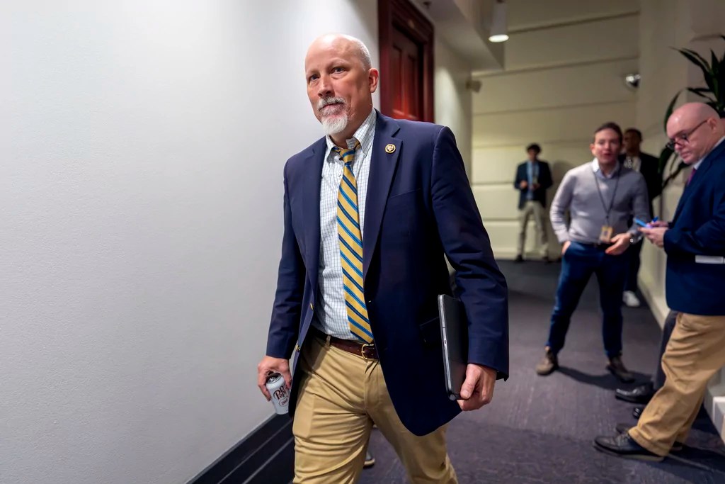 Rep. Chip Roy, R-Texas, leaves a Republican meeting where House Speaker Mike Johnson is proposing a new plan that would temporarily fund federal operations and disaster aid at the Capitol in Washington, Friday, Dec. 20, 2024. 