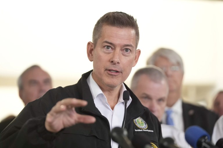 Transportation Secretary Sean Duffy speaks during a news conference at Ronald Reagan Washington National Airport, Thursday morning, Jan. 30, 2025, in Arlington, Virginia.