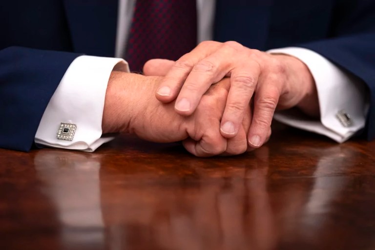 President Donald Trump says the Resolute Desk is being 